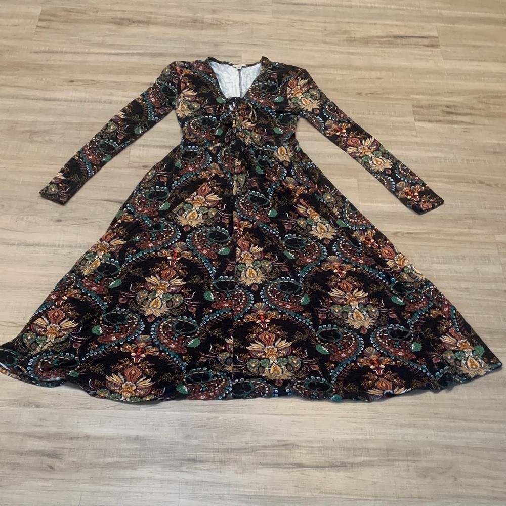 Fall Color Long-sleeve Midi/Maxi Dress